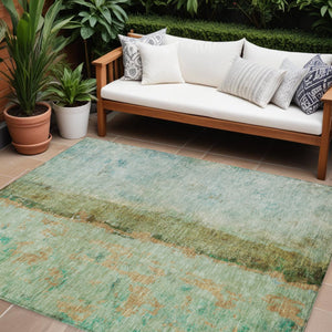Homeroots 3' Blue And Gold Abstract Washable Rug - Versatile Indoor Outdoor Area Rug For Home And Patio Decor 9' X 12' Polyester 578038