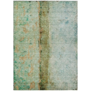 HomeRoots 9' Olive Green and Blue Abstract Washable Area Rug for Indoor and Outdoor Spaces - Durable Comfort 9' X 12' 578038