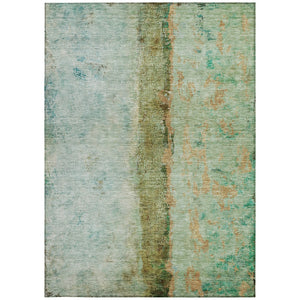 Homeroots 3' Blue And Gold Abstract Washable Rug - Versatile Indoor Outdoor Area Rug For Home And Patio Decor 10' X 14' Polyester 578039