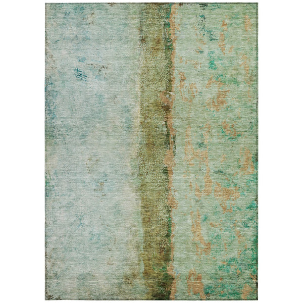 Homeroots 3' Blue And Gold Abstract Washable Rug - Versatile Indoor Outdoor Area Rug For Home And Patio Decor 10' X 14' Polyester 578039