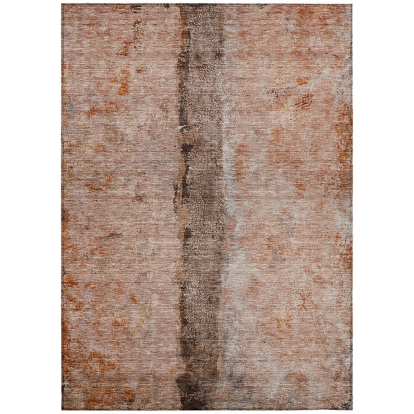 HomeRoots 5' Abstract Indoor Outdoor Area Rug in Vibrant Orange, Peach, and Brown - Durable, Washable, Stylish 5' X 8' 578041