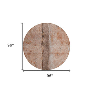HomeRoots 5' Abstract Indoor Outdoor Area Rug in Vibrant Orange, Peach, and Brown - Durable, Washable, Stylish 8' Round 578042