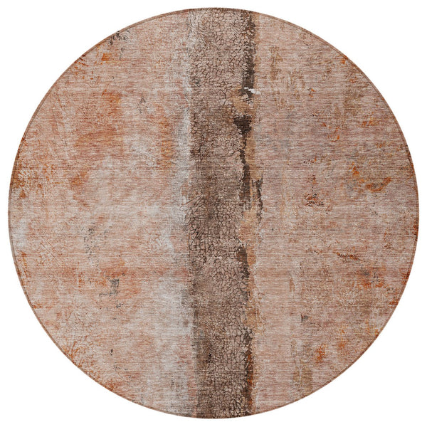 Homeroots 3' Blue And Gold Abstract Washable Rug - Versatile Indoor Outdoor Area Rug For Home And Patio Decor 8' Round Polyester 578042