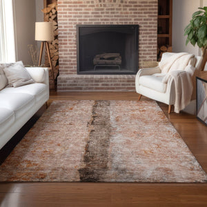 Homeroots 3' Blue And Gold Abstract Washable Rug - Versatile Indoor Outdoor Area Rug For Home And Patio Decor 8' X 10' Polyester 578043