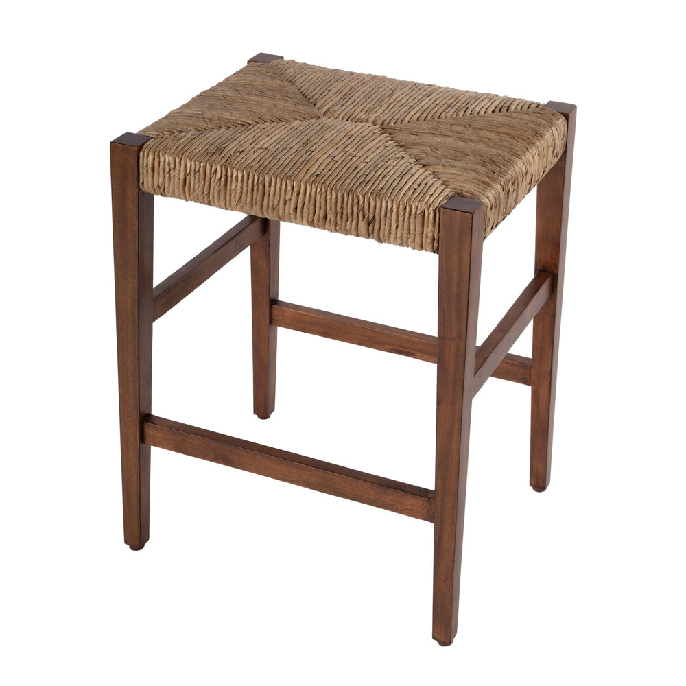 Butler Specialty Valencia Counter Stool: Stylish Woven Seat, Tapered Mahogany Legs For Modern Dining Spaces Dark Brown Mahogany,Banana Leaf,Plywood 5780476-butler
