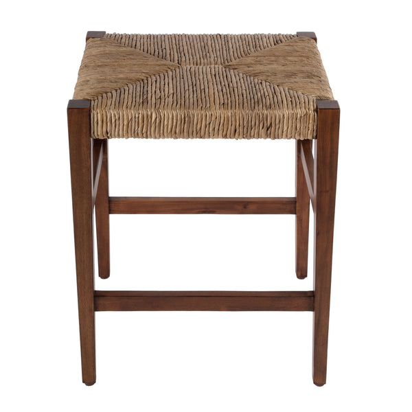 Butler Specialty Valencia Counter Stool: Stylish Woven Seat, Tapered Mahogany Legs For Modern Dining Spaces Dark Brown Mahogany,Banana Leaf,Plywood 5780476-butler