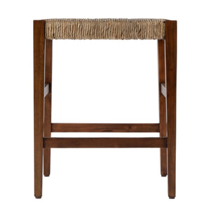 Butler Specialty Valencia Counter Stool: Stylish Woven Seat, Tapered Mahogany Legs For Modern Dining Spaces Dark Brown Mahogany,Banana Leaf,Plywood 5780476-butler