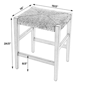 Butler Specialty Valencia Counter Stool: Stylish Woven Seat, Tapered Mahogany Legs For Modern Dining Spaces Dark Brown Mahogany,Banana Leaf,Plywood 5780476-butler