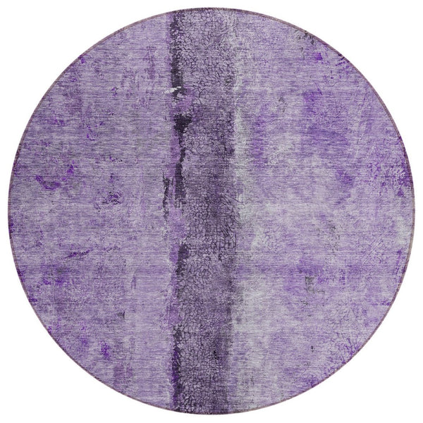HomeRoots 5' Vibrant Purple and Lavender Abstract Area Rug - Durable, Washable Design for Indoor & Outdoor Use 8' Round 578048