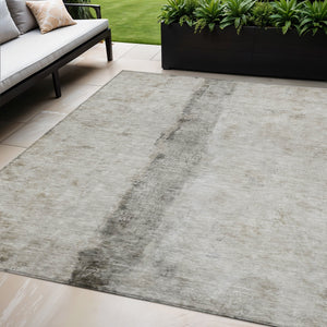 Homeroots 3' Blue And Gold Abstract Washable Rug - Versatile Indoor Outdoor Area Rug For Home And Patio Decor 5' X 8' Polyester 578053