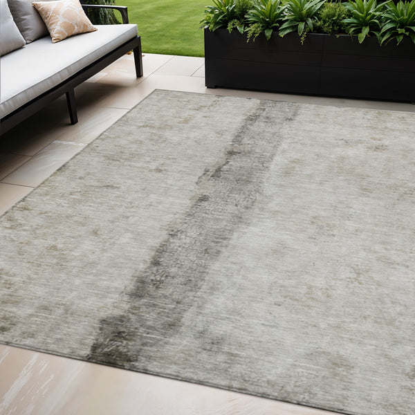 Homeroots 3' Blue And Gold Abstract Washable Rug - Versatile Indoor Outdoor Area Rug For Home And Patio Decor 5' X 8' Polyester 578053