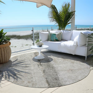 Homeroots 3' Blue And Gold Abstract Washable Rug - Versatile Indoor Outdoor Area Rug For Home And Patio Decor 8' Round Polyester 578054