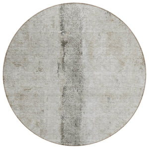 HomeRoots 5' Versatile Taupe Beige and Gray Abstract Area Rug for Indoor & Outdoor Spaces - Washable & Durable 8' Round 578054