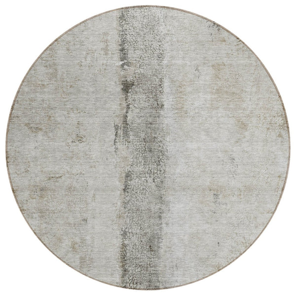 HomeRoots 5' Versatile Taupe Beige and Gray Abstract Area Rug for Indoor & Outdoor Spaces - Washable & Durable 8' Round 578054