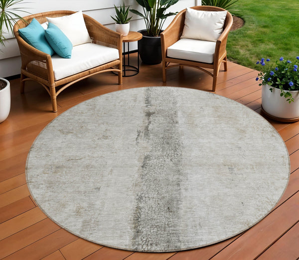 Homeroots 3' Blue And Gold Abstract Washable Rug - Versatile Indoor Outdoor Area Rug For Home And Patio Decor 8' Round Polyester 578054