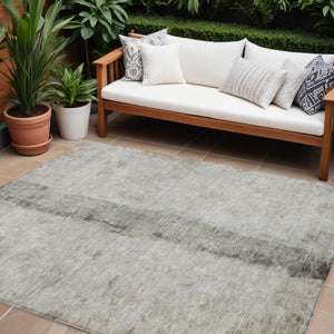 HomeRoots 5' Versatile Taupe Beige and Gray Abstract Area Rug for Indoor & Outdoor Spaces - Washable & Durable 10' X 14' 578057