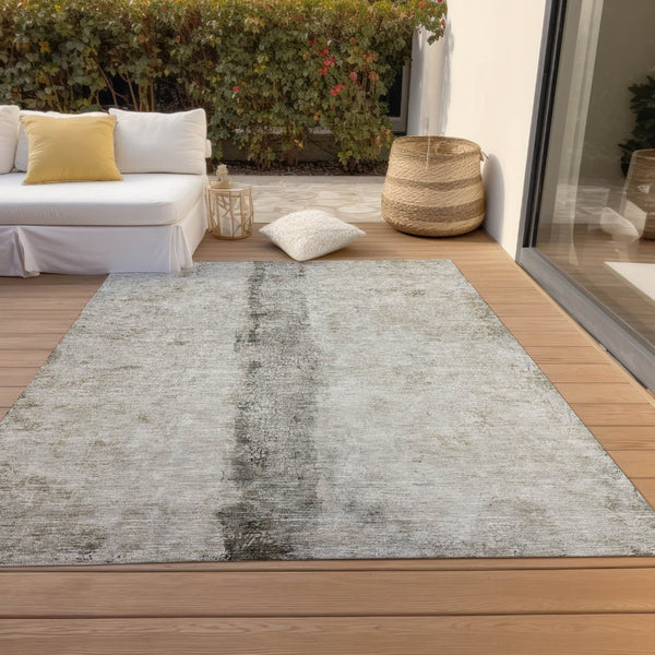 HomeRoots 5' Versatile Taupe Beige and Gray Abstract Area Rug for Indoor & Outdoor Spaces - Washable & Durable 10' X 14' 578057