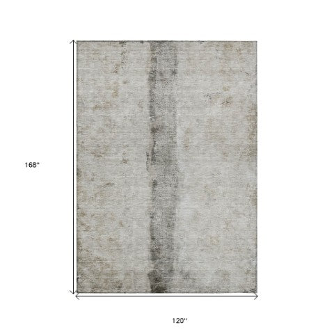 Homeroots 3' Blue And Gold Abstract Washable Rug - Versatile Indoor Outdoor Area Rug For Home And Patio Decor 10' X 14' Polyester 578057