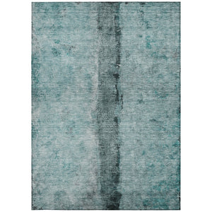 Homeroots 3' Blue And Gold Abstract Washable Rug - Versatile Indoor Outdoor Area Rug For Home And Patio Decor 5' X 8' Polyester 578059