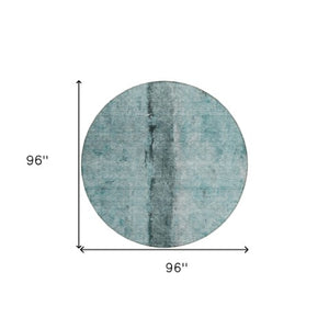 Homeroots 3' Blue And Gold Abstract Washable Rug - Versatile Indoor Outdoor Area Rug For Home And Patio Decor 8' Round Polyester 578060