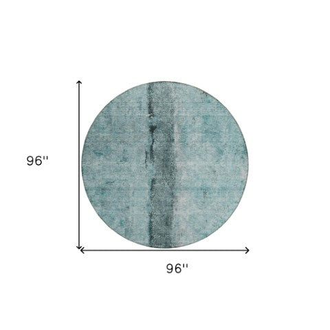 Homeroots 3' Blue And Gold Abstract Washable Rug - Versatile Indoor Outdoor Area Rug For Home And Patio Decor 8' Round Polyester 578060