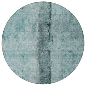 Homeroots 3' Blue And Gold Abstract Washable Rug - Versatile Indoor Outdoor Area Rug For Home And Patio Decor 8' Round Polyester 578060