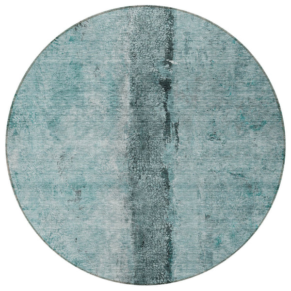 Homeroots 3' Blue And Gold Abstract Washable Rug - Versatile Indoor Outdoor Area Rug For Home And Patio Decor 8' Round Polyester 578060