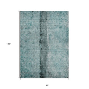 Homeroots 3' Blue And Gold Abstract Washable Rug - Versatile Indoor Outdoor Area Rug For Home And Patio Decor 8' X 10' Polyester 578061