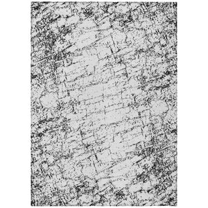 HomeRoots 5' Contemporary Black, White & Gray Abstract Area Rug - Washable, Durable for Indoor & Outdoor Use 5' X 8' 578065