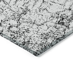 Homeroots 3' Stylish Black, White & Gray Abstract Washable Area Rug For Indoor & Outdoor Spaces 5' X 8' Polyester 578065