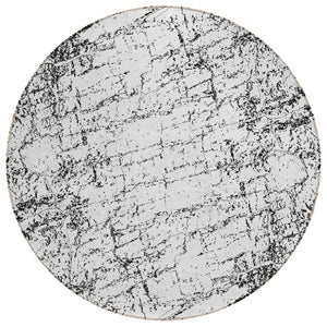 HomeRoots 5' Contemporary Black, White & Gray Abstract Area Rug - Washable, Durable for Indoor & Outdoor Use 8' Round 578066