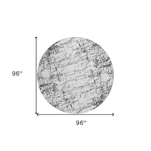 Homeroots 3' Stylish Black, White & Gray Abstract Washable Area Rug For Indoor & Outdoor Spaces 8' Round Polyester 578066