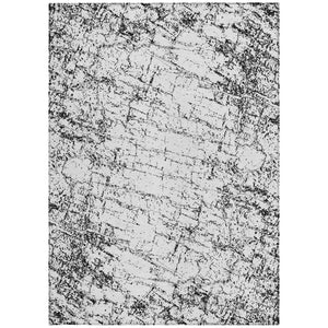 Homeroots 3' Stylish Black, White & Gray Abstract Washable Area Rug For Indoor & Outdoor Spaces 9' X 12' Polyester 578068
