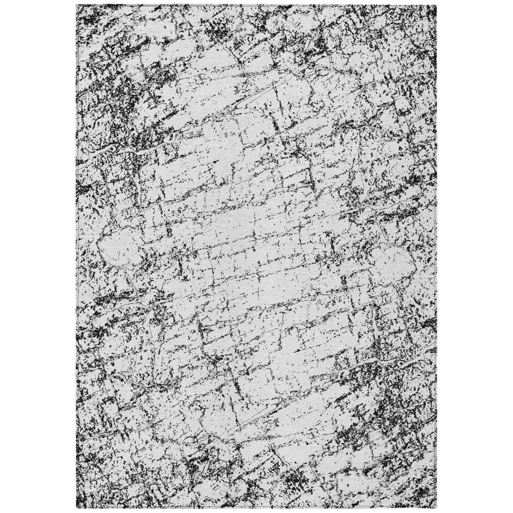 HomeRoots 9' Black White Gray Abstract Washable Area Rug – Perfect for Indoor & Outdoor High-Traffic Spaces 9' X 12' 578068