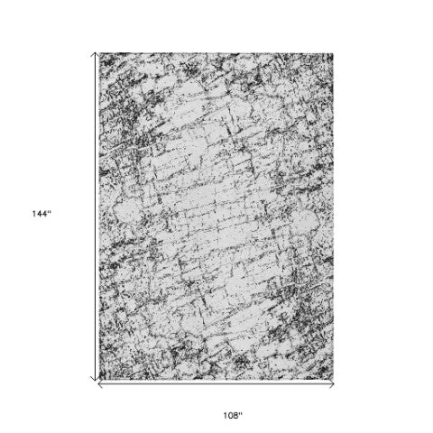 Homeroots 3' Stylish Black, White & Gray Abstract Washable Area Rug For Indoor & Outdoor Spaces 9' X 12' Polyester 578068