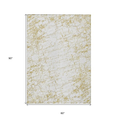 Homeroots 3' Stylish Black, White & Gray Abstract Washable Area Rug For Indoor & Outdoor Spaces 5' X 8' Polyester 578071