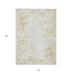 Homeroots 3' Stylish Black, White & Gray Abstract Washable Area Rug For Indoor & Outdoor Spaces 5' X 8' Polyester 578071