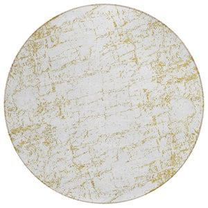 HomeRoots 5' Gold and Ivory Abstract Area Rug - Stylish, Washable, Durable for Indoor and Outdoor Spaces 8' Round 578072