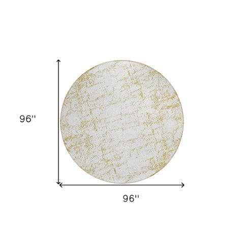 Homeroots 3' Stylish Black, White & Gray Abstract Washable Area Rug For Indoor & Outdoor Spaces 8' Round Polyester 578072