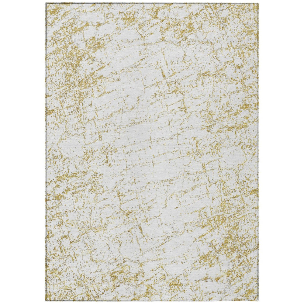 HomeRoots 9' Gold and Ivory Abstract Washable Area Rug - Durable, Stylish, Perfect for Indoor and Outdoor Spaces 9' X 12' 578074