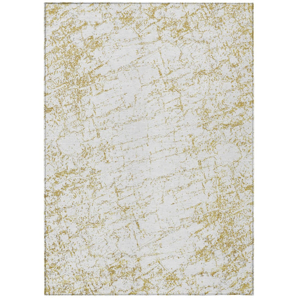 HomeRoots 9' Gold and Ivory Abstract Washable Area Rug - Durable, Stylish, Perfect for Indoor and Outdoor Spaces 9' X 12' 578074