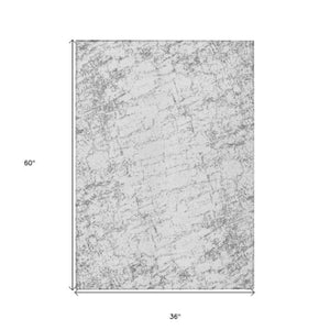 Homeroots 3' Stylish Black, White & Gray Abstract Washable Area Rug For Indoor & Outdoor Spaces 3' X 5' Polyester 578076