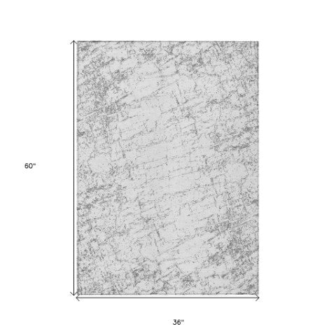 Homeroots 3' Stylish Black, White & Gray Abstract Washable Area Rug For Indoor & Outdoor Spaces 3' X 5' Polyester 578076