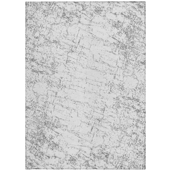 Homeroots 3' Stylish Black, White & Gray Abstract Washable Area Rug For Indoor & Outdoor Spaces 5' X 8' Polyester 578077
