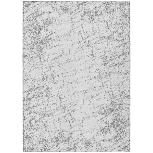 HomeRoots 5' Gray and Ivory Abstract Area Rug - Stylish, Washable, Durable for Indoor and Outdoor Spaces 5' X 8' 578077