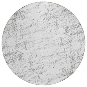 HomeRoots 5' Gray and Ivory Abstract Area Rug - Stylish, Washable, Durable for Indoor and Outdoor Spaces 8' Round 578078