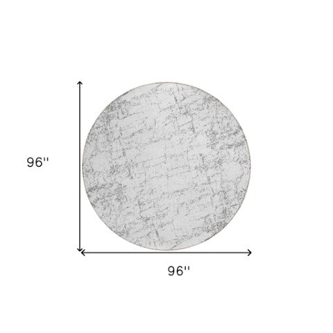 Homeroots 3' Stylish Black, White & Gray Abstract Washable Area Rug For Indoor & Outdoor Spaces 8' Round Polyester 578078