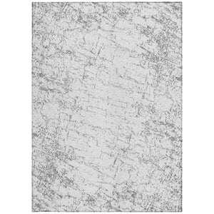 Homeroots 3' Stylish Black, White & Gray Abstract Washable Area Rug For Indoor & Outdoor Spaces 8' X 10' Polyester 578079