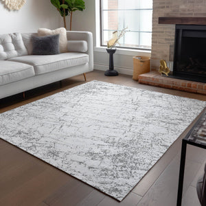 Homeroots 3' Stylish Black, White & Gray Abstract Washable Area Rug For Indoor & Outdoor Spaces 9' X 12' Polyester 578080