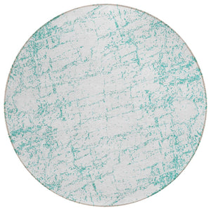 HomeRoots 5' Teal Blue and Ivory Abstract Indoor Outdoor Area Rug - Durable, Machine Washable, Modern Design 8' Round 578090
